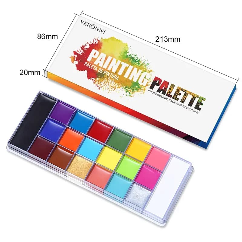 Kit de maquillage pour peinture corporelle, 20 couleurs, à base d'eau, pour le visage, avec 10 pince