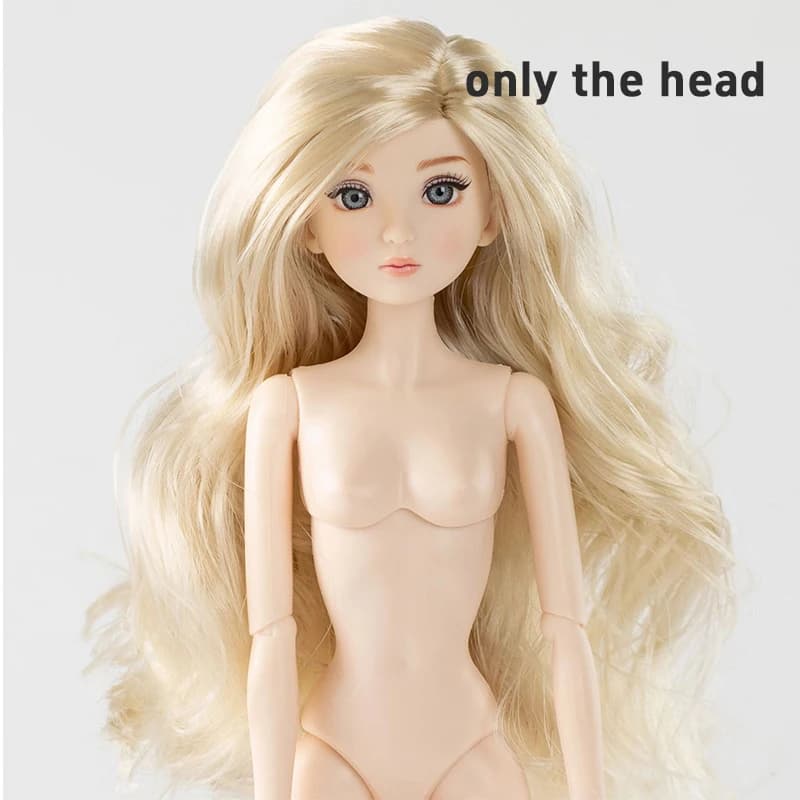 Ornement de mode 1/6, corps nu articulé, pièces de tête, yeux en verre simulés, cheveux bouclés colo