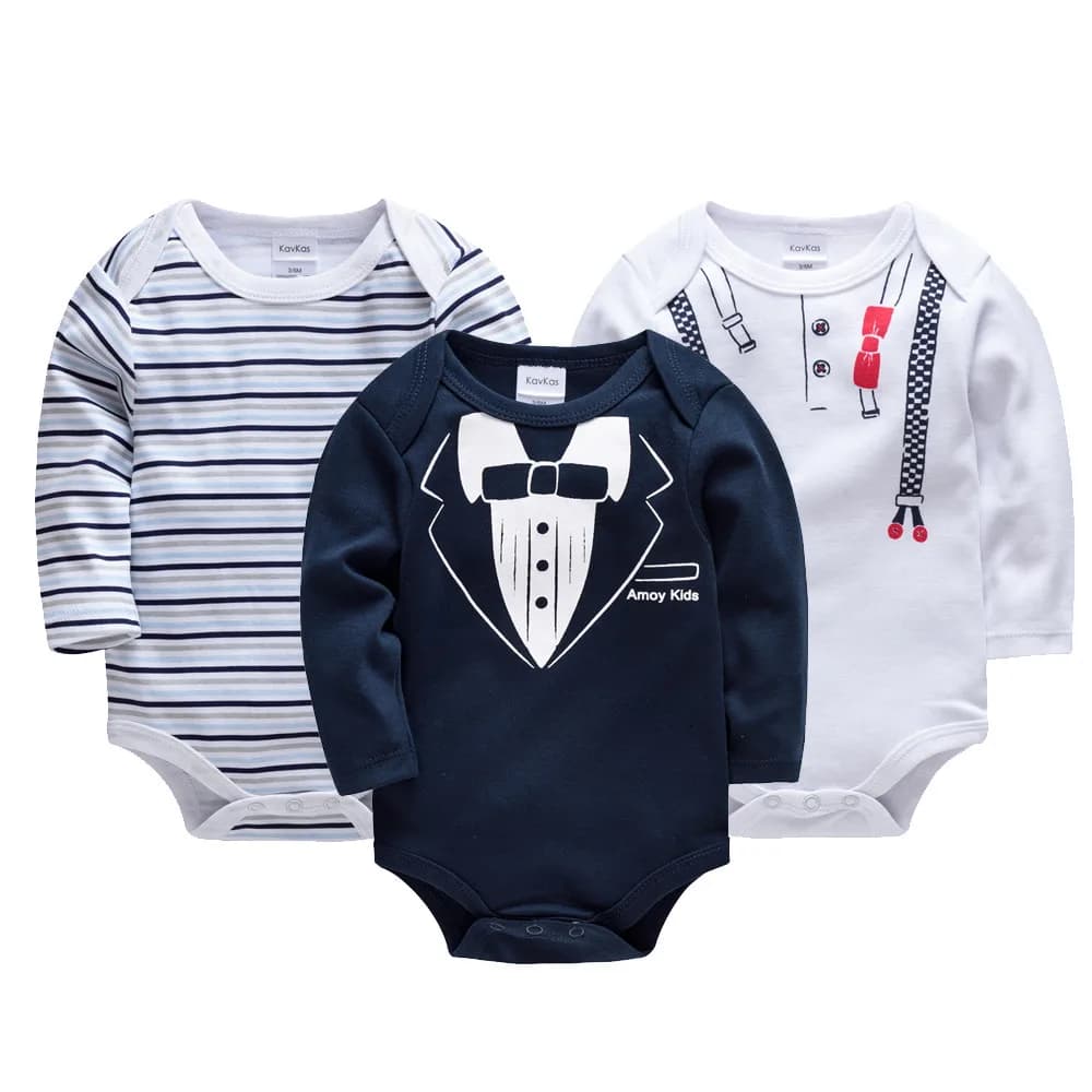 Nouveau-né bébé fille Body 3 pièces/lot à manches longues 100% coton mignon dessin animé imprimé sal