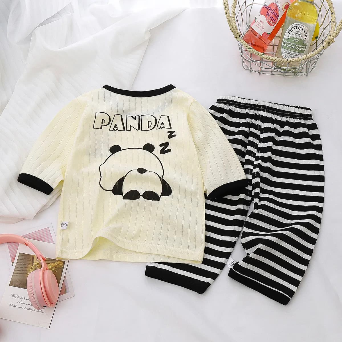 Ensemble pyjama en coton pour bébé, manches longues, vêtements de nuit pour bébé, dessin animé, vête