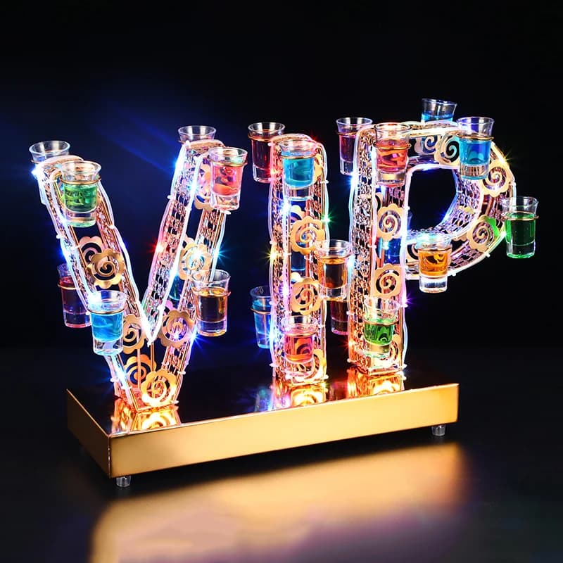 Support de verre LED lumineux personnalisé avec logo VIP pour bar de boîte de nuit, présentoir de se