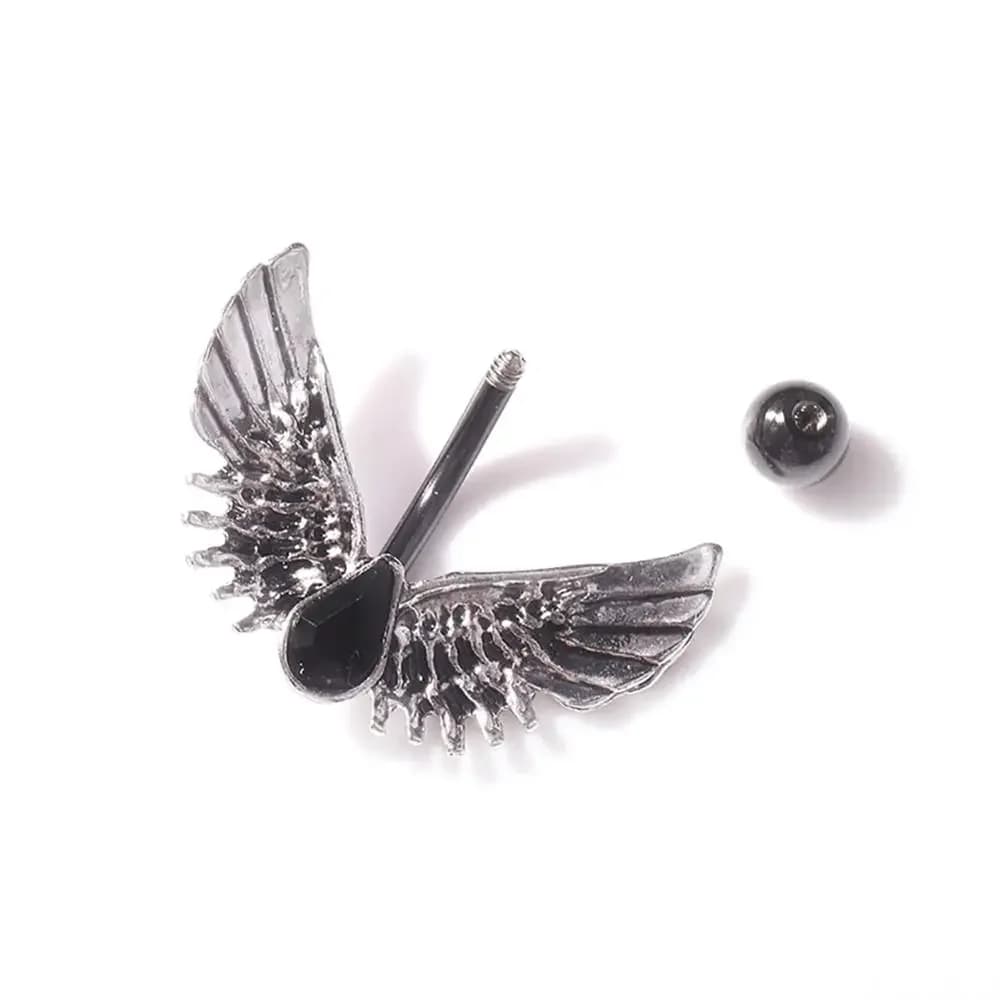 Anneau de nombril à la mode, Piercing de nombril, bijoux en forme d'aile, en alliage inoxydable, Pie