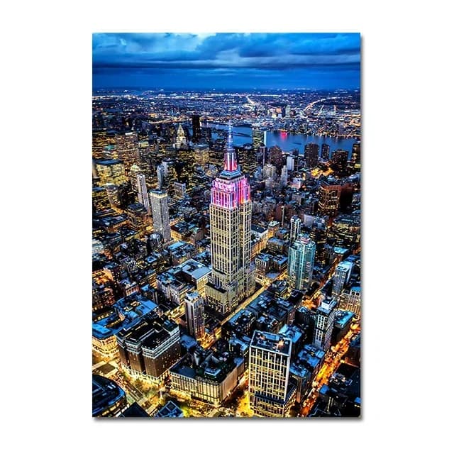 Affiches et impressions sur toile de vue nocturne de l'État de Beaumont New York, peinture murale HD