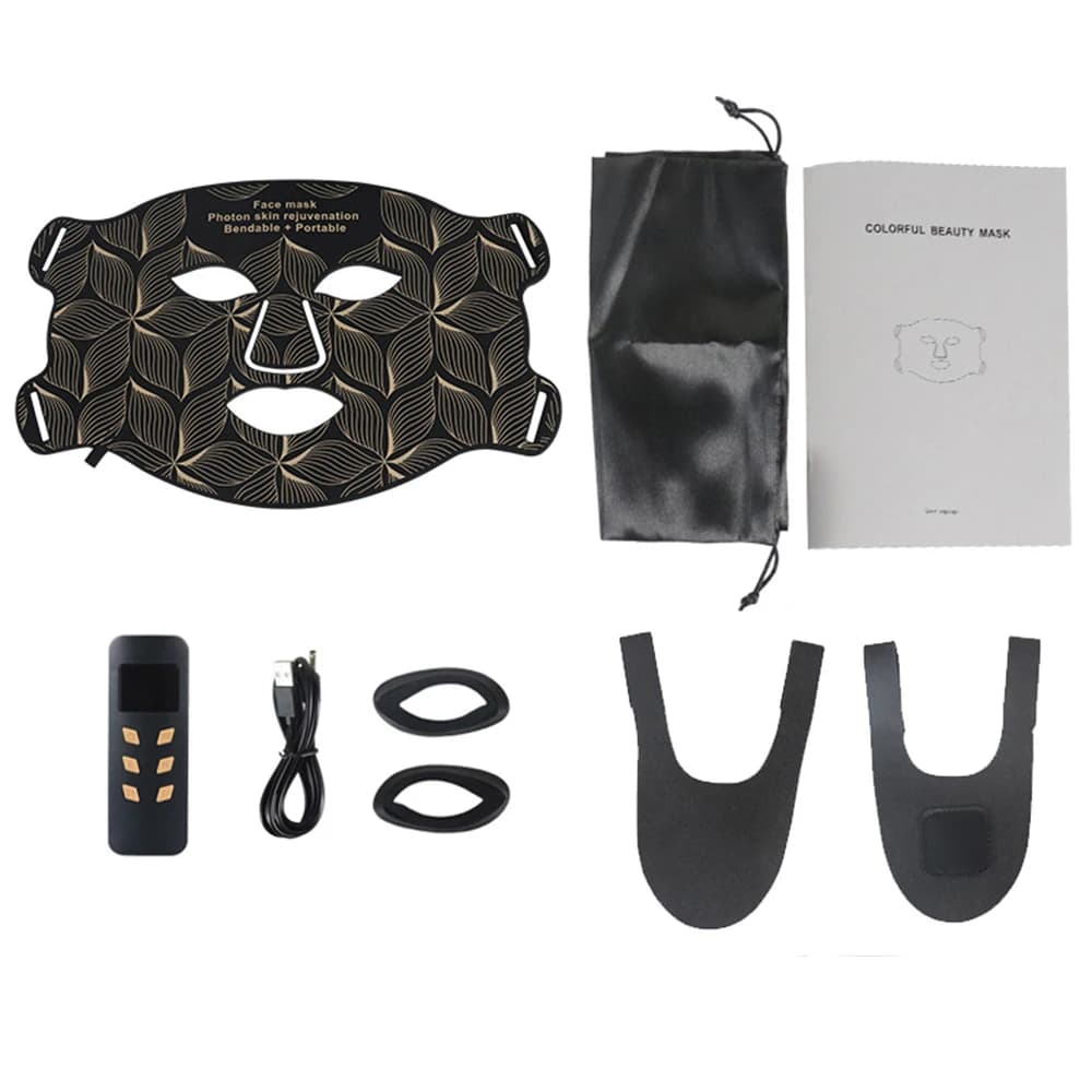 LED 8 couleurs masque facial et cou lumière rouge thérapie proche infrarouge Anti-âge rides acné por