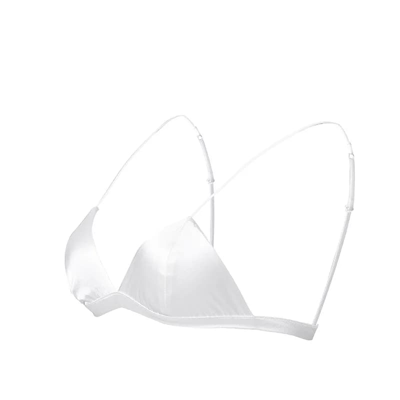 Soutien-gorge Triangle sans fil en soie de mûrier, garniture en dentelle française, Ultra doux, conf
