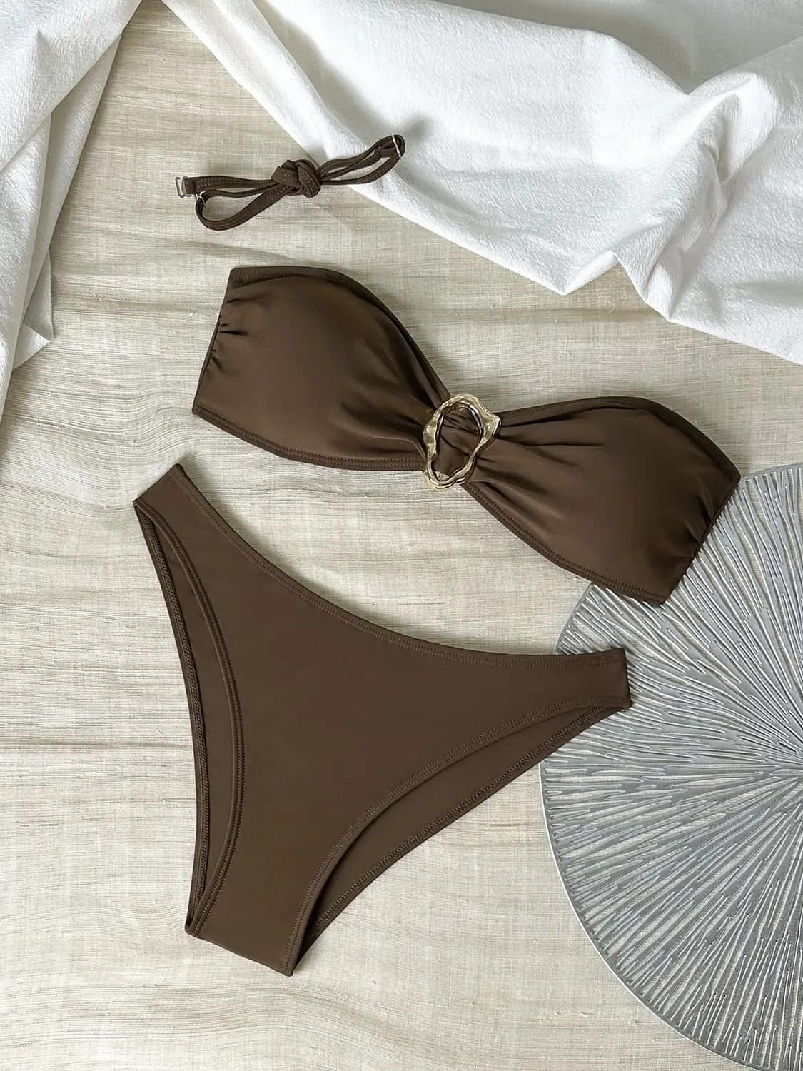 2026 Maillots de bain bandeau pour femme, rembourrés, rayés ou unis, sexy, tenues de plage