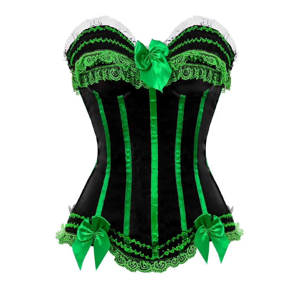 Femmes grande taille Satin surbuste Corset à lacets Corsets Bustiers haut gothique dames Halloween g