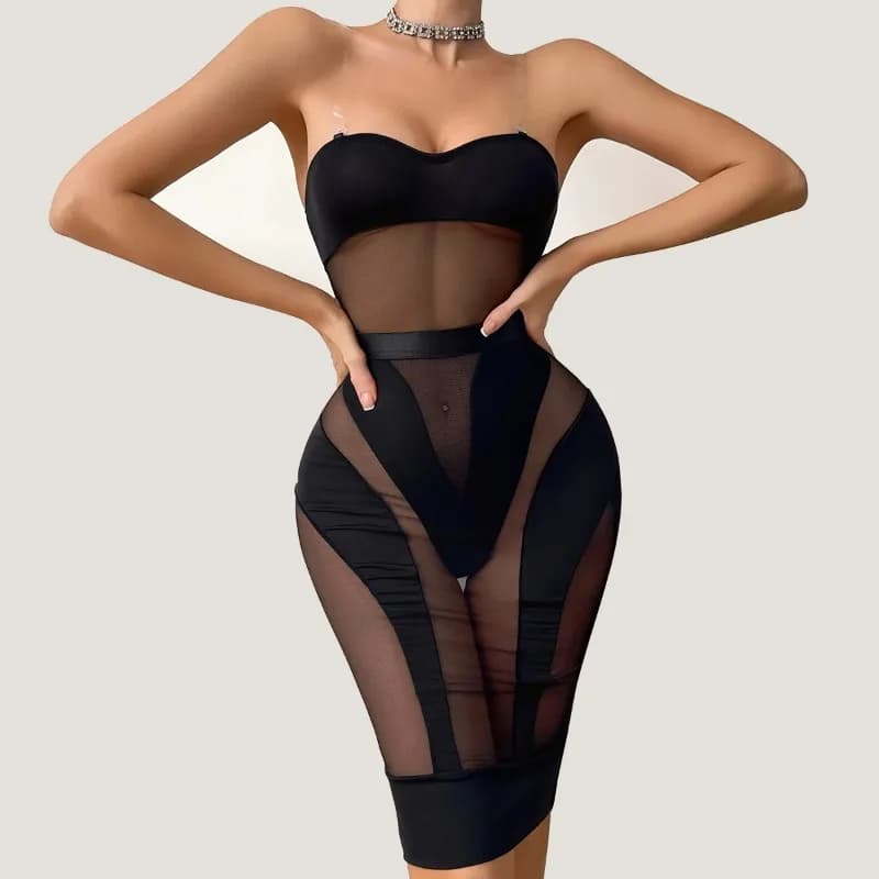 Lingerie élégante et sexy, body transparent, robe mi-longue, ensemble 2 pièces, costume de reine de