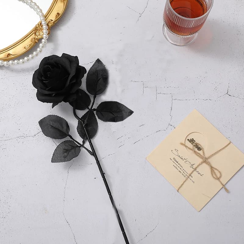 Fleurs artificielles Rose bordeaux noir, fausse branche de fleur, Arrangement de décoration d'hallow