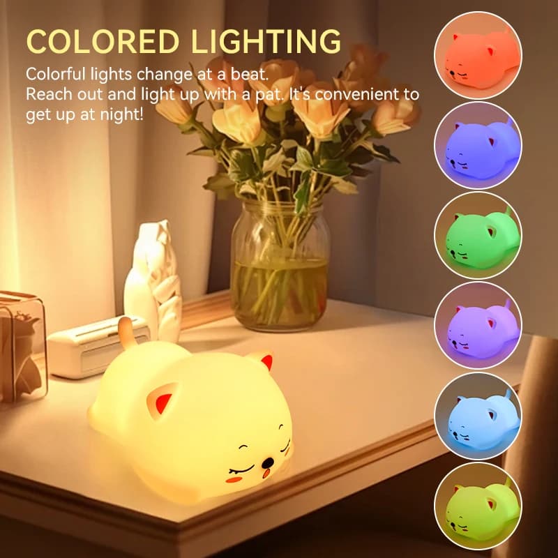 Veilleuse pour chat ronflement, gradation tactile, charge et synchronisation, idéale pour la décorat