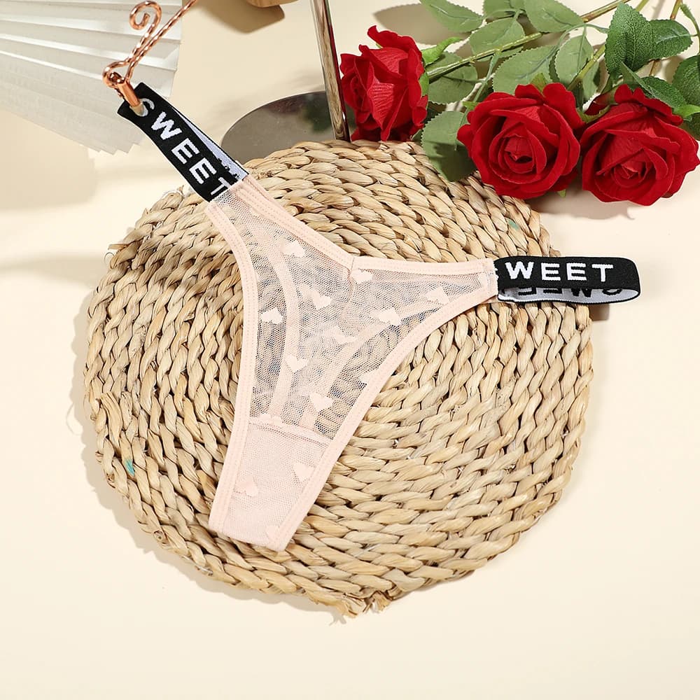 Culotte femme Sexy Transparent coeur Transparent string femme Ultra-mince sens femme sans couture ta
