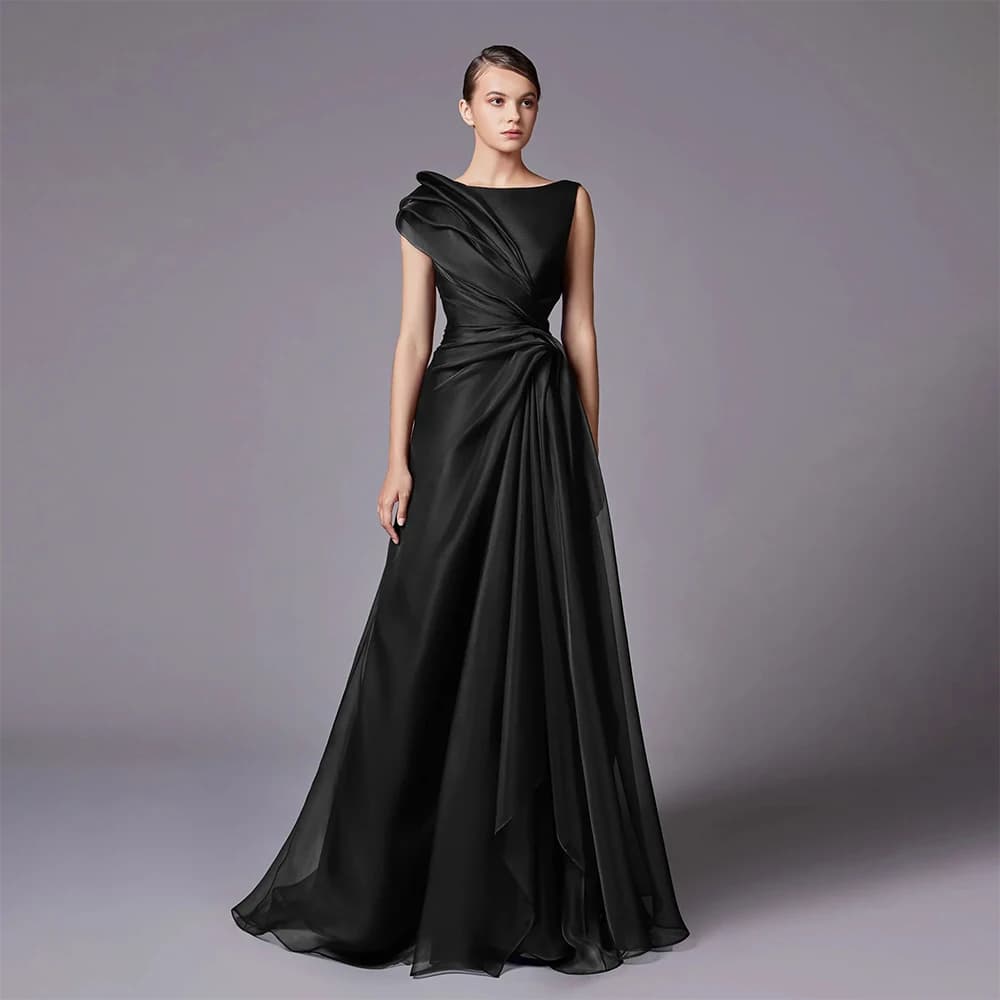 Robe de soirée trapèze bordeaux élégante avec épaule drapée Serene Hill 2025 LA72944 personnalisée