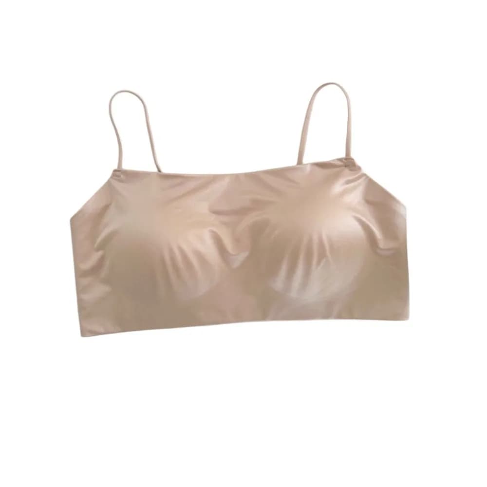 Soutien-gorge sans fil en satin à fines bretelles, imprimé léopard, sans coutures, invisible, anti-a