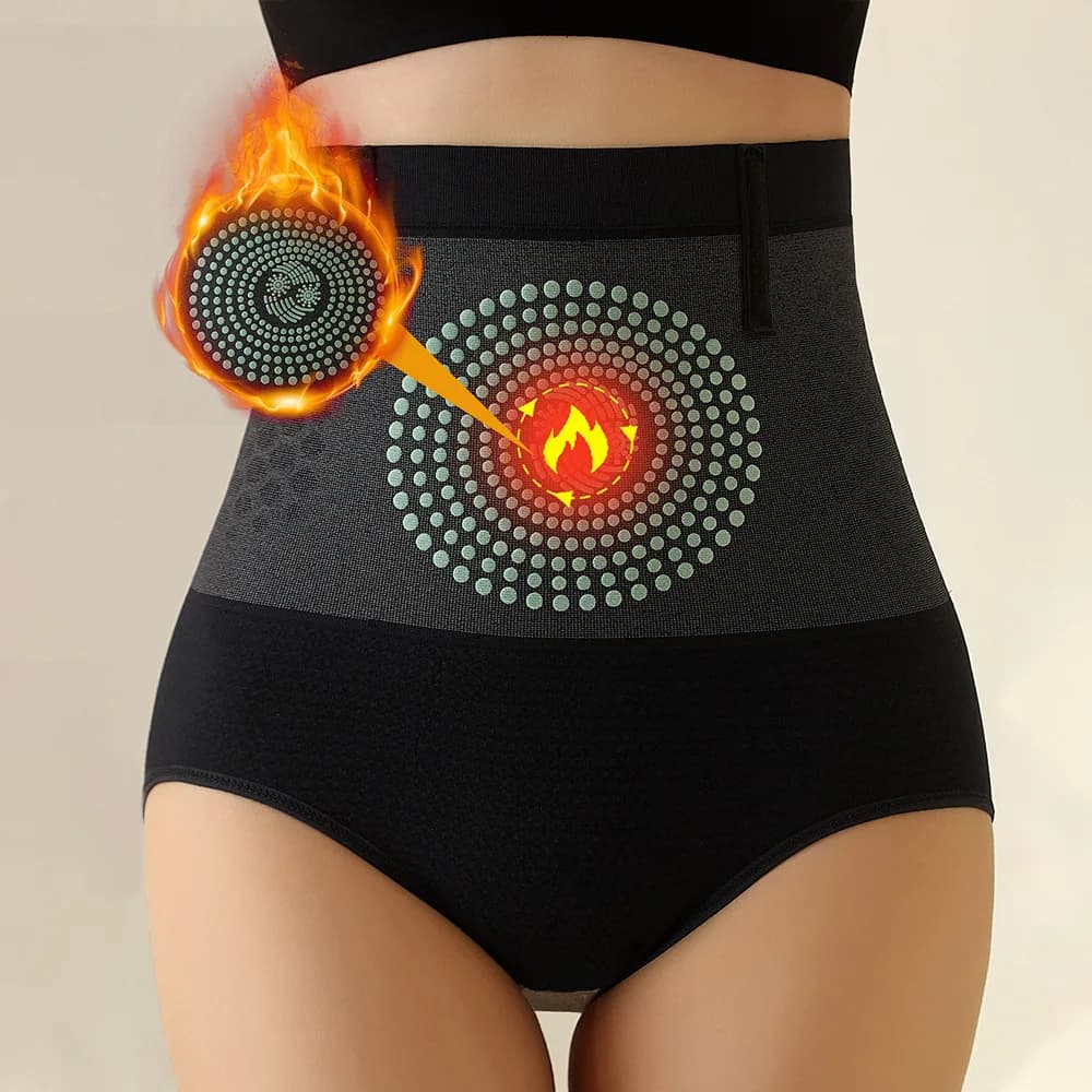 Culotte gainante taille haute sans couture pour femme, avec thérapie magnétique et chaleur utérine, 