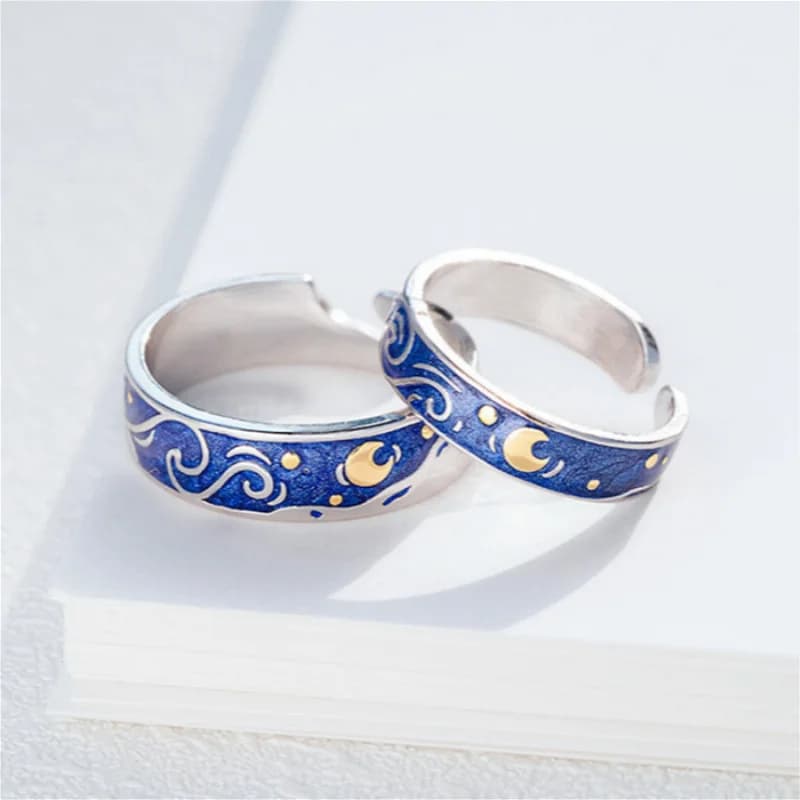 Bagues de Couple étoilées bleues, pour femmes et hommes amoureux, promesse de fiançailles, bijoux ar