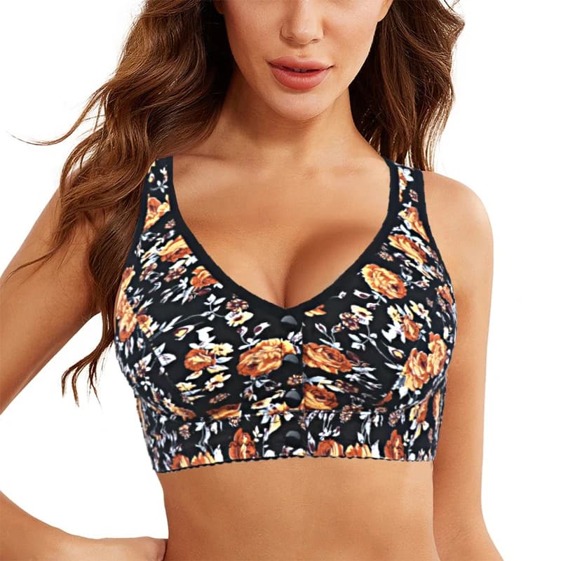 Soutien-gorge en coton à fermeture frontale pour femmes, sous-vêtements confortables, bralette à fle