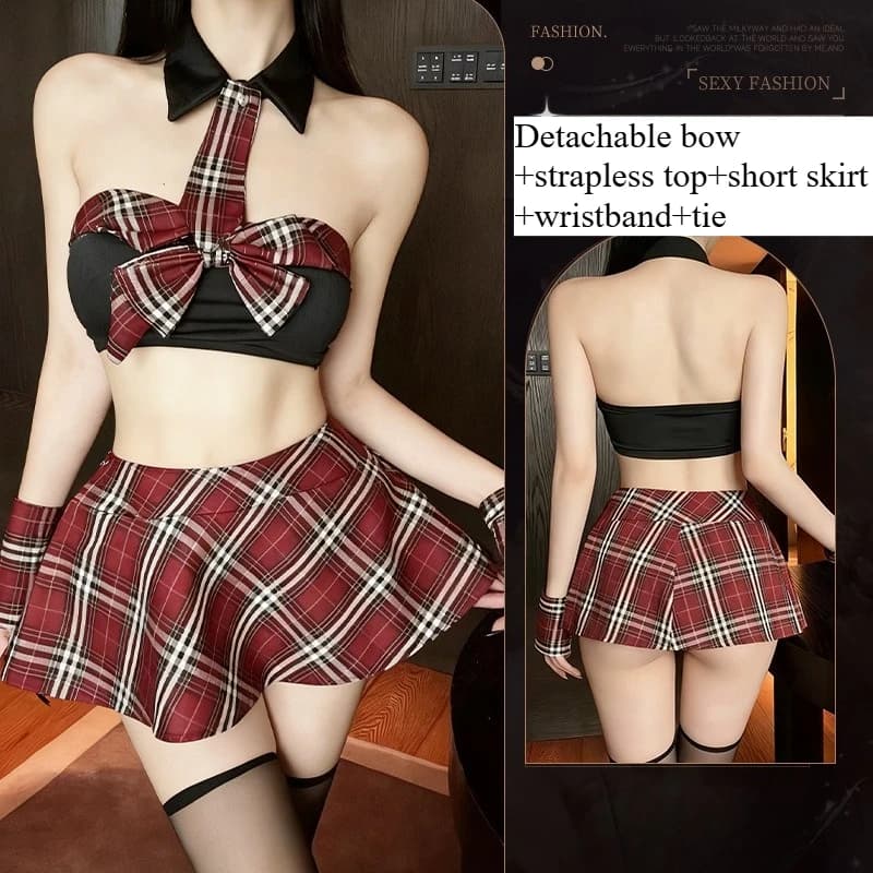Cosplay Sexy Shoolgirl Nightdress Lingerie Érotique Porno Sexy Uniforme d'Écolière pour Femme Tenue 