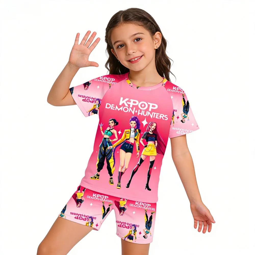 Ensemble de pyjama pour enfants, manches courtes, vêtements pour filles, ensemble 2 pièces, pyjamas 