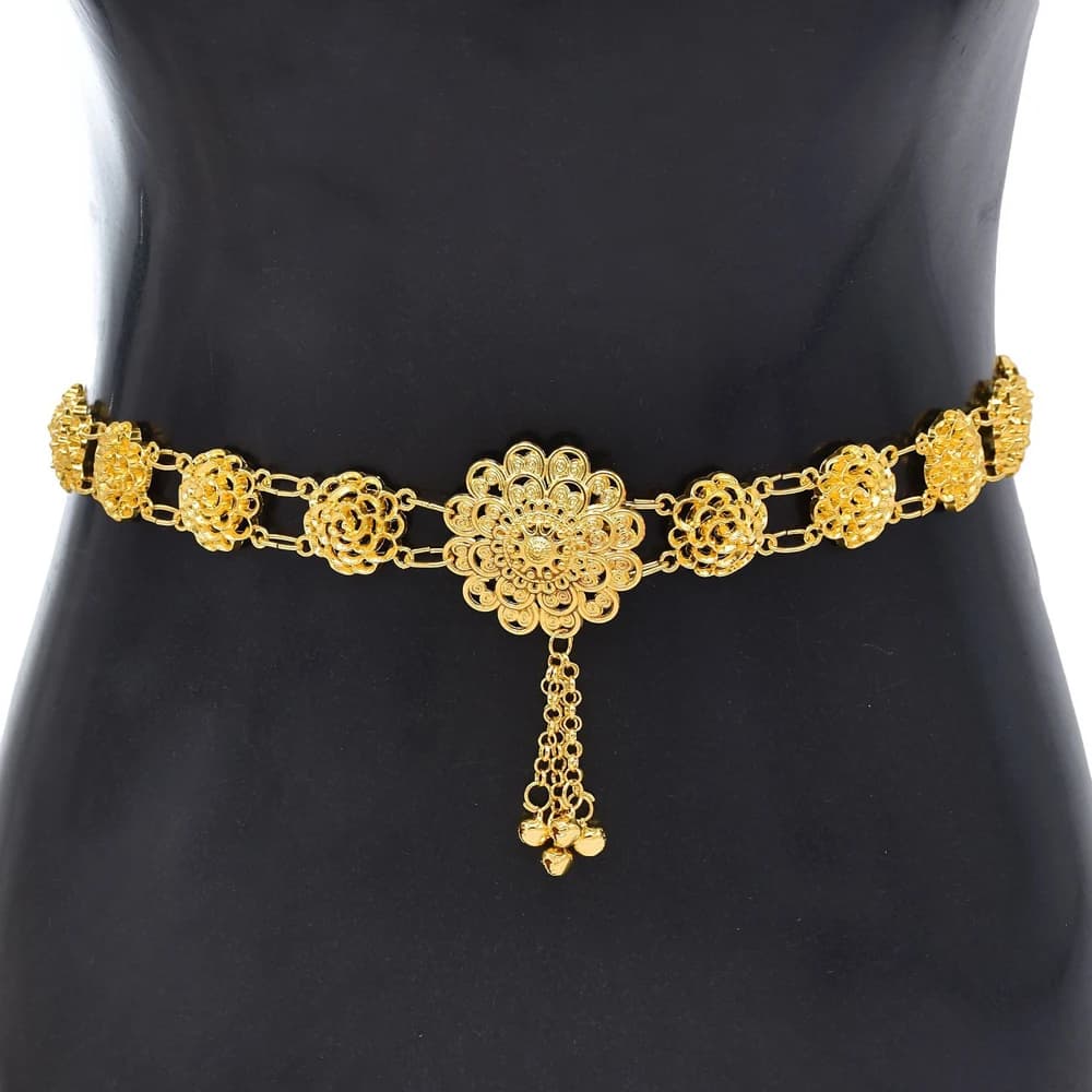 Multi Style Thai Dai alliage doré fleur creuse taille chaînes de ventre nouvelle mode femmes Robe ce