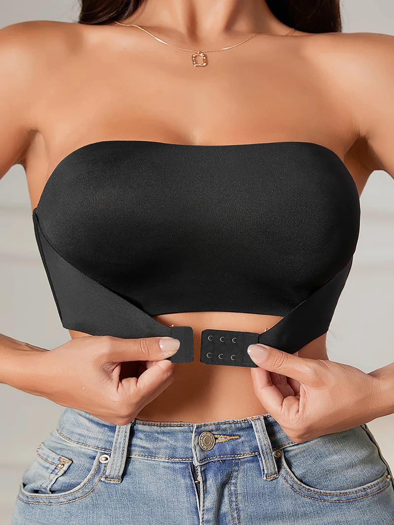 Soutien-gorge sans bretelles pour femme en soie glacée, antidérapant et sans armatures, à porter dir