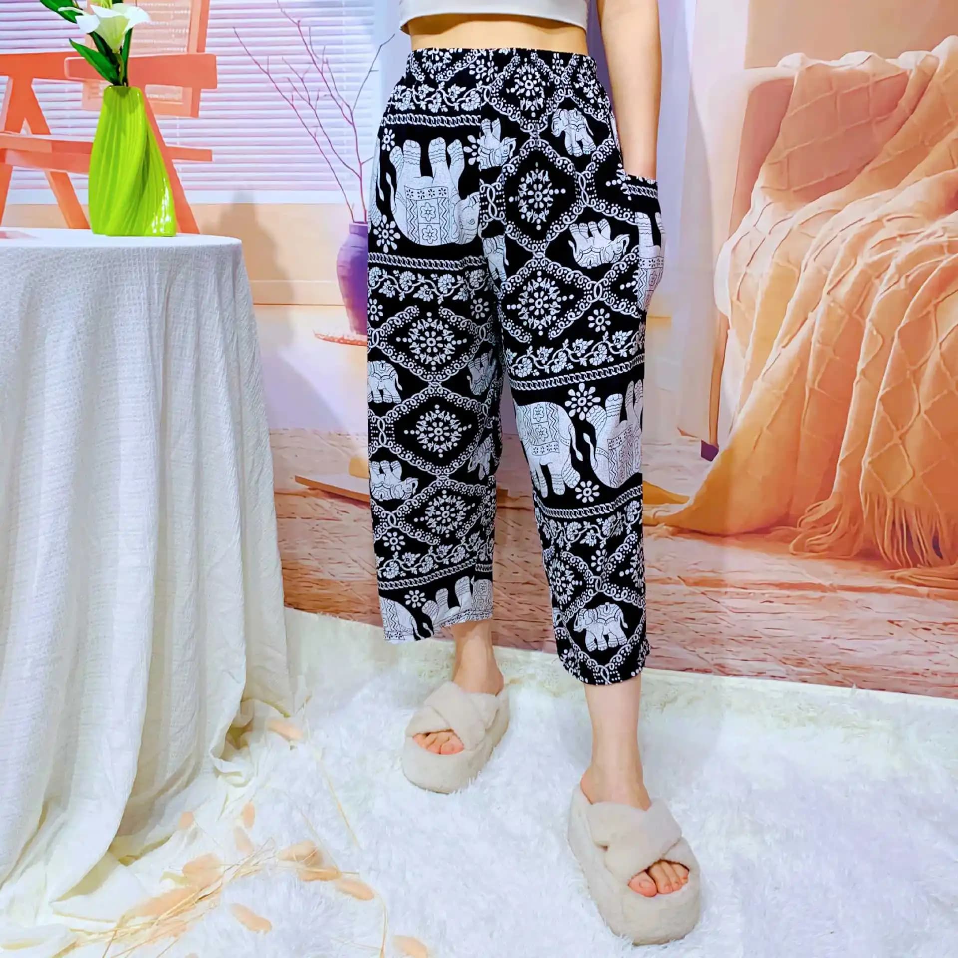 Pantalon Capri pour femme, taille haute, jambe large, coupe courte, décontracté, pantalon de détente