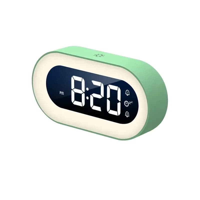Réveil numérique LED musical avec commande vocale, veilleuse intégrée, horloge de bureau, décoration