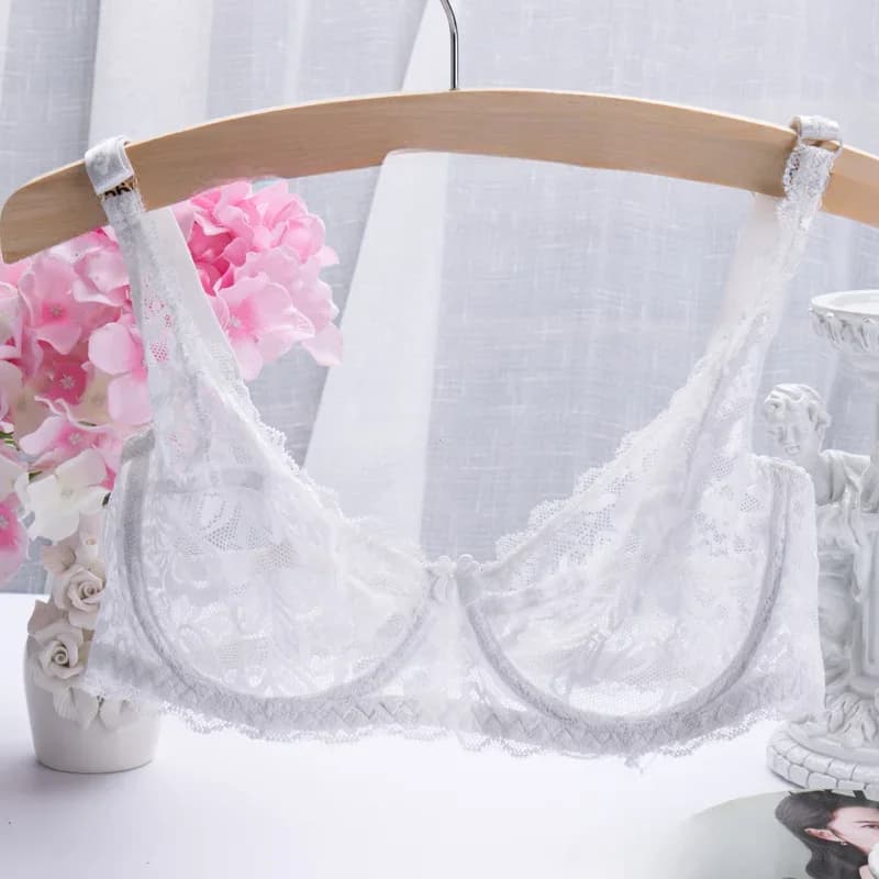 Soutien-gorge sexy en dentelle transparente pour femmes, confortable, élastique, à armatures, solide