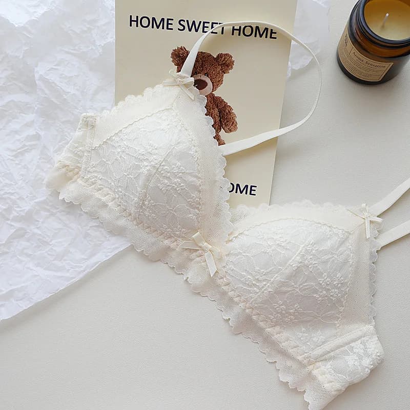 Soutien-gorge français en dentelle pour femmes, Lingerie petite poitrine fine, sans armatures, sexy,