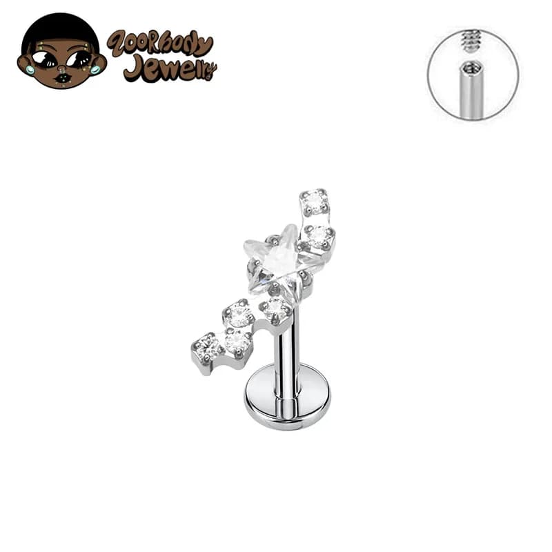 ZOOR F136 titane Constellation étoile laboratoire Piercing fil interne conque Labret Tragus Helix co