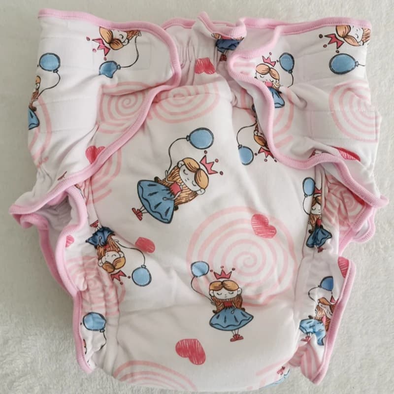 Culotte imprimée de dessin animé pour bébé adulte, avec rembourrage à l'intérieur du couche-culotte 