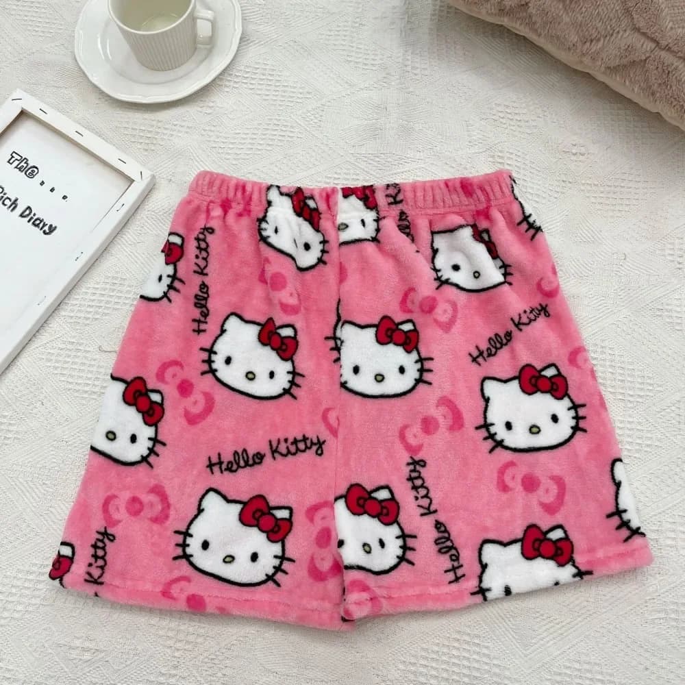 Pyjama Hello Kitty pour femme, en flanelle d'été, nouveau style Y2K, pantalon court taille haute à j