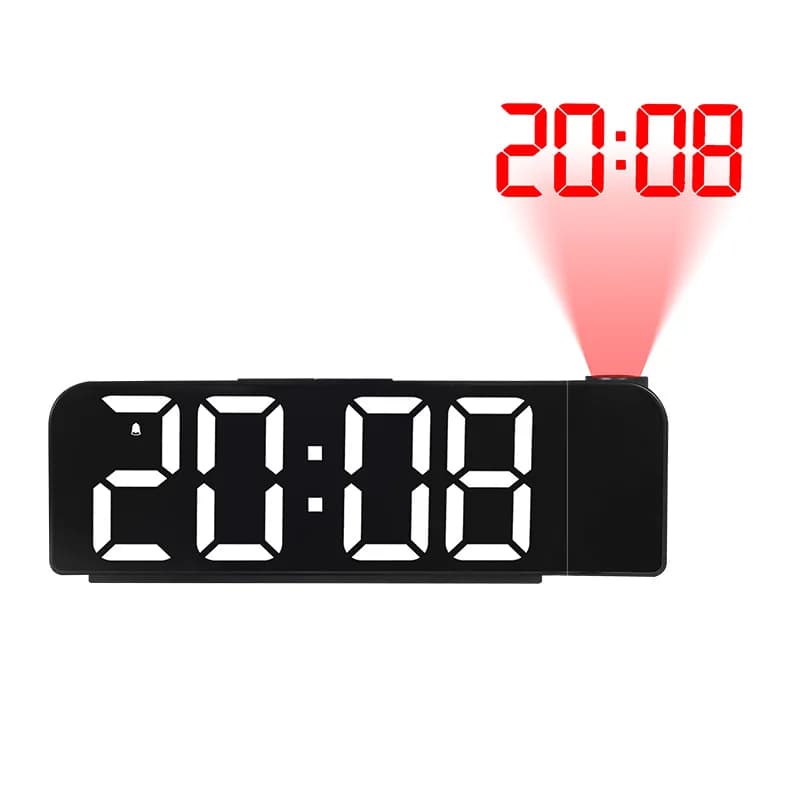 Miroir180 °   Réveil à Projection numérique rotative, LED lumineuse, grande Date numérique, heure, t