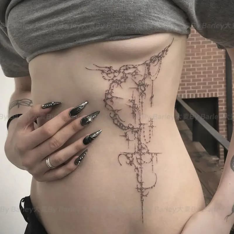 Tatouage temporaire à base de plantes, épines de lune foncée, pour femme et homme, imperméable, dura