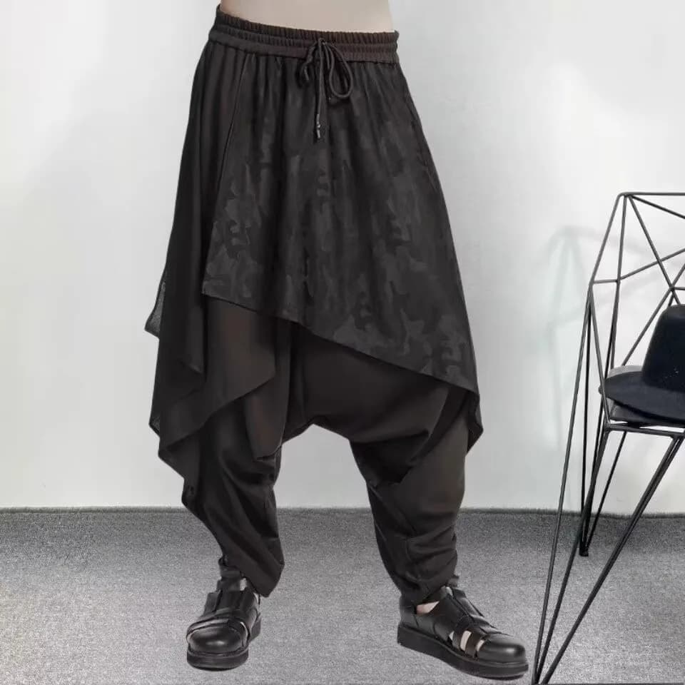 FJM-Pantalon Vintage à Jambes Larges pour Homme et Femme, Culottes Gothiques, Jupe Surdimensionnée,