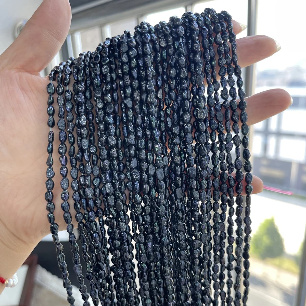 Perle d'eau douce naturelle noire, petite perle baroque 4-5mm pour la fabrication de bijoux, Bracele