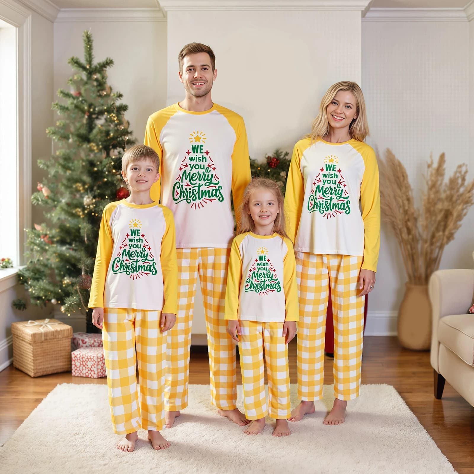 Ensembles de pyjamas de famille de Noël Pyjamas de Noël pour maman et enfant Pyjamas à carreaux de N