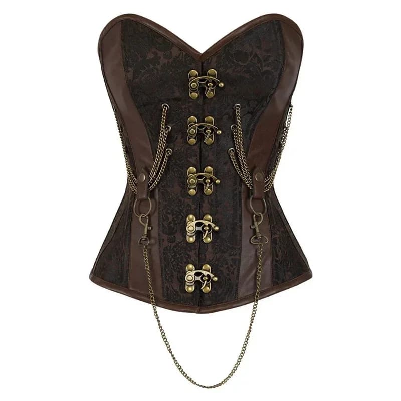 Steampunk Body Shapewear femme marron gothique vêtements corsage Bustier Vintage Burlesque Goth tail