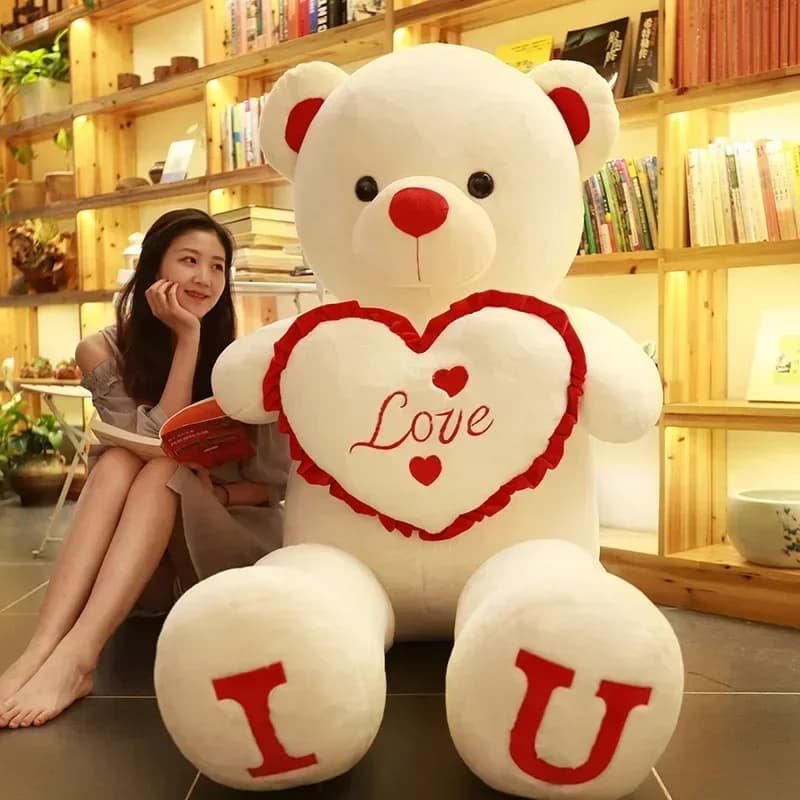 Ours en peluche taille 80/100cm, grand jouet géant rose, animaux en peluche doux, poupées d'oreiller