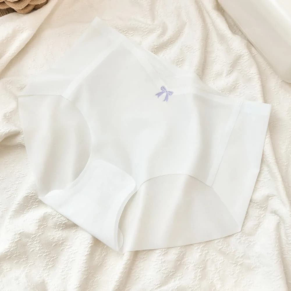 Culottes transparentes en soie glacée avec nœud, entrejambe en coton, sans couture, taille mi-haute,