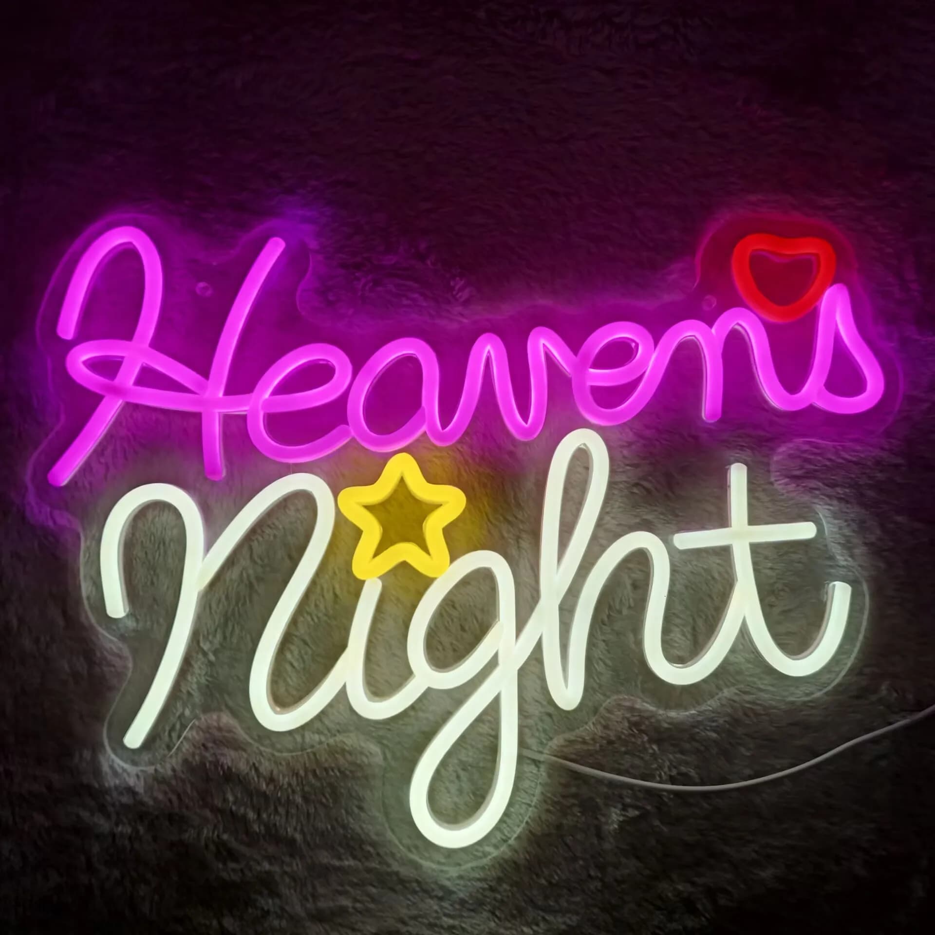 Enseigne lumineuse au néon LED Heawen Night, décoration murale pour chambre à coucher, dortoir, bure
