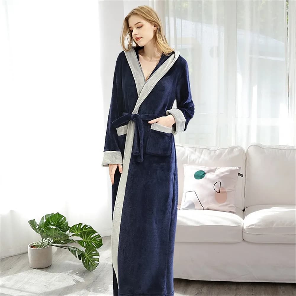 Femmes hommes flanelle à capuche Robe de bain douche vêtements de nuit chemises de nuit Robe mâle fe
