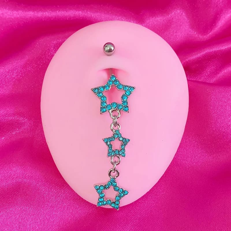 Egirl-Piercing de Nombril en Clip Bleu, Anneaux de Nombril, Mignon, Mode Coréenne, Accessoires Sexy,