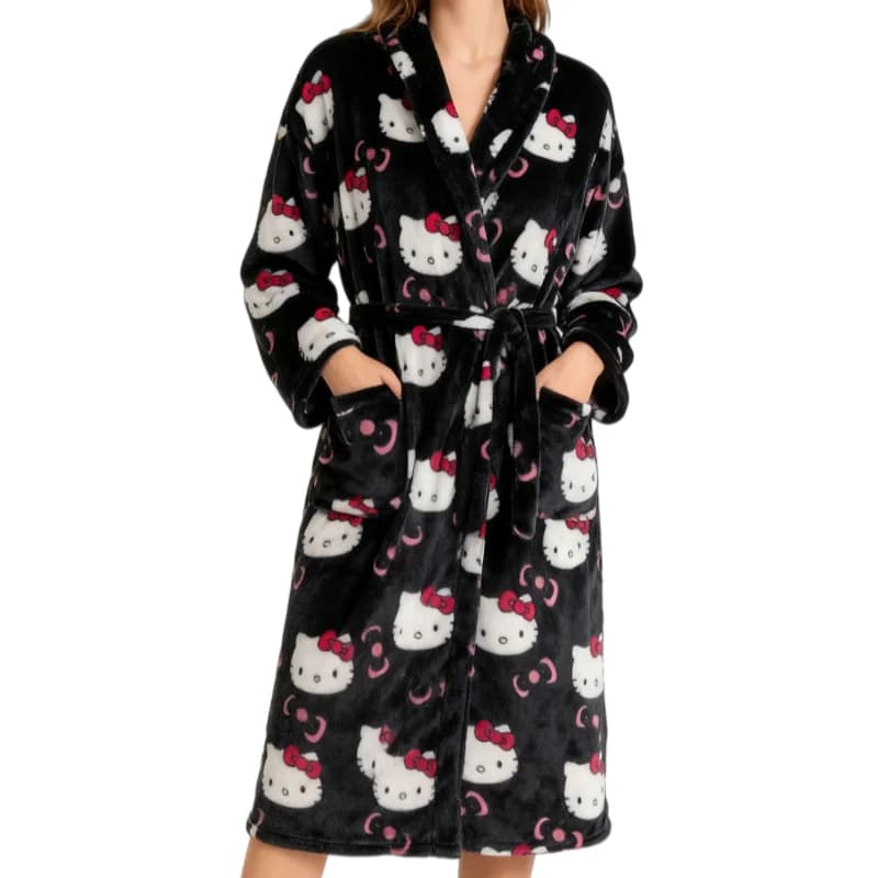 Nouvelle Robe de Nuit Hello Kitty 2026 pour Fille, Peignoir Anime Kt Cat en Flanelle Épaisse, Chemis