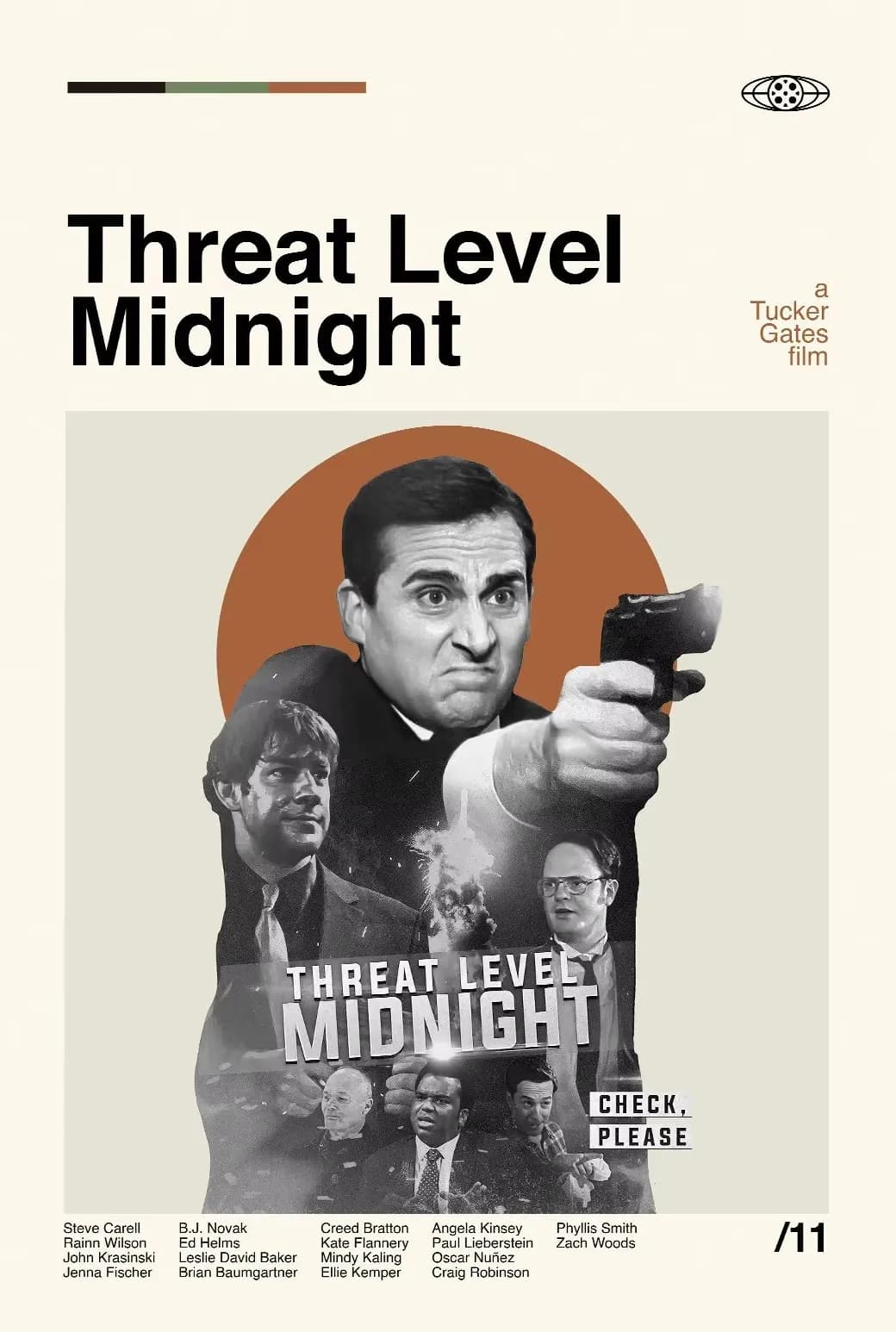 Affiche de film de minuit de niveau de menace, peinture sur toile du bureau Michael Scott, image cla