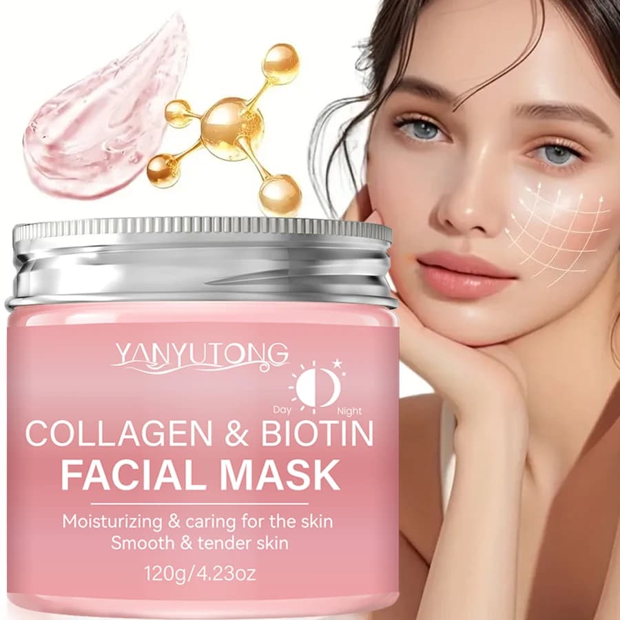 Masque exfoliant au collagène, masque enveloppant au collagène à la biotine Jour et nuit, hydratatio