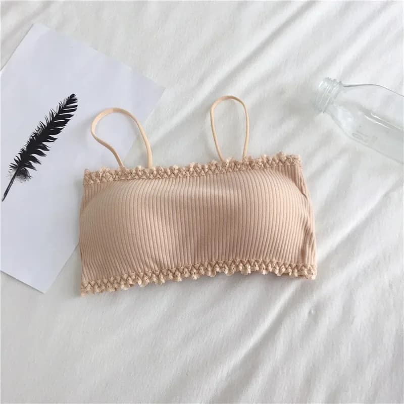 Soutien-gorge en coton pour femmes, haut tubulaire, sous-vêtements à bretelles, beau débardeur, sans