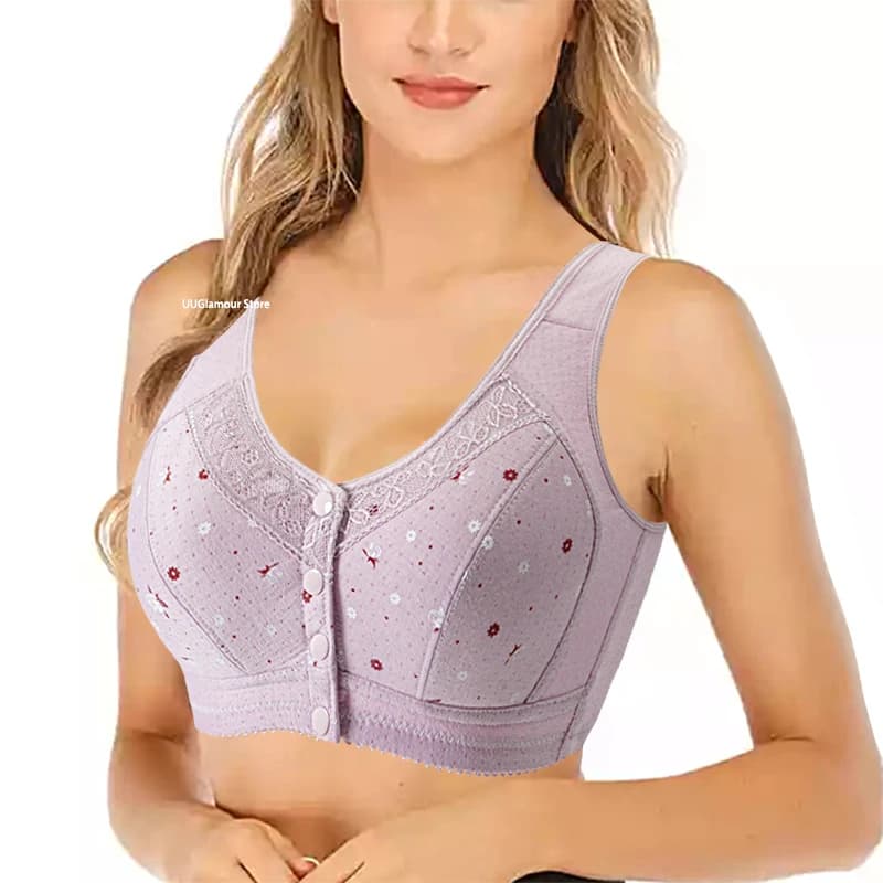 Soutien-gorge Push-Up confortable en coton pour femme, sous-vêtement sans armature, avec fermeture f