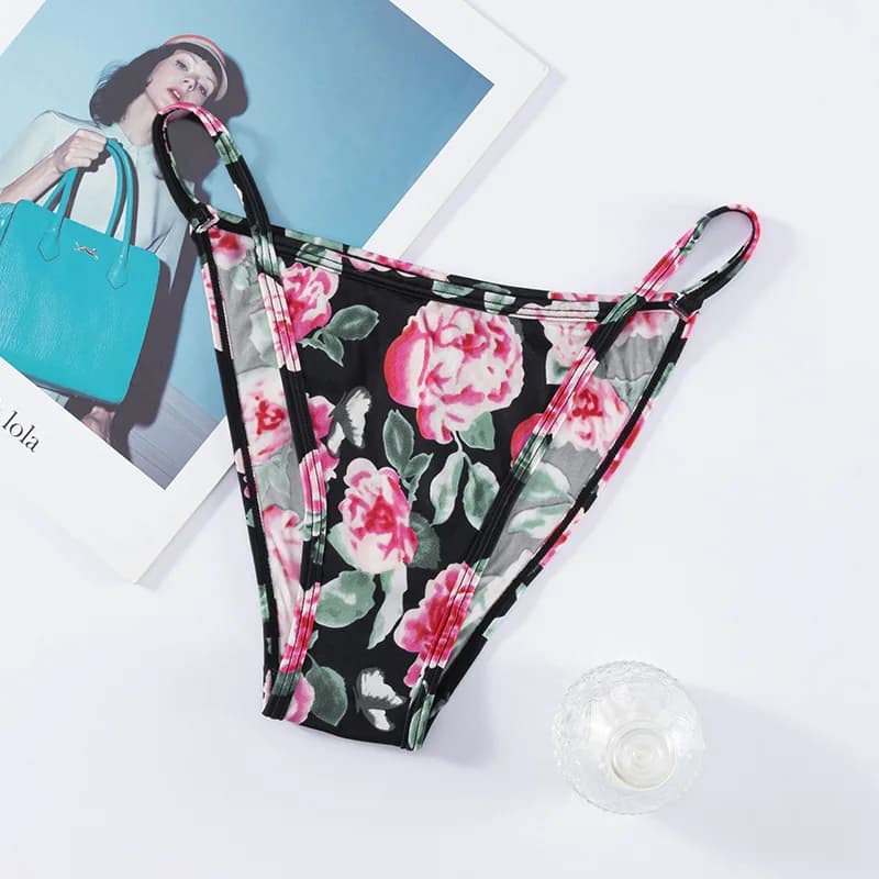 Culotte string en dentelle pour femme, sous-vêtement sexy, imprimé fille, sport, taille basse, sans 