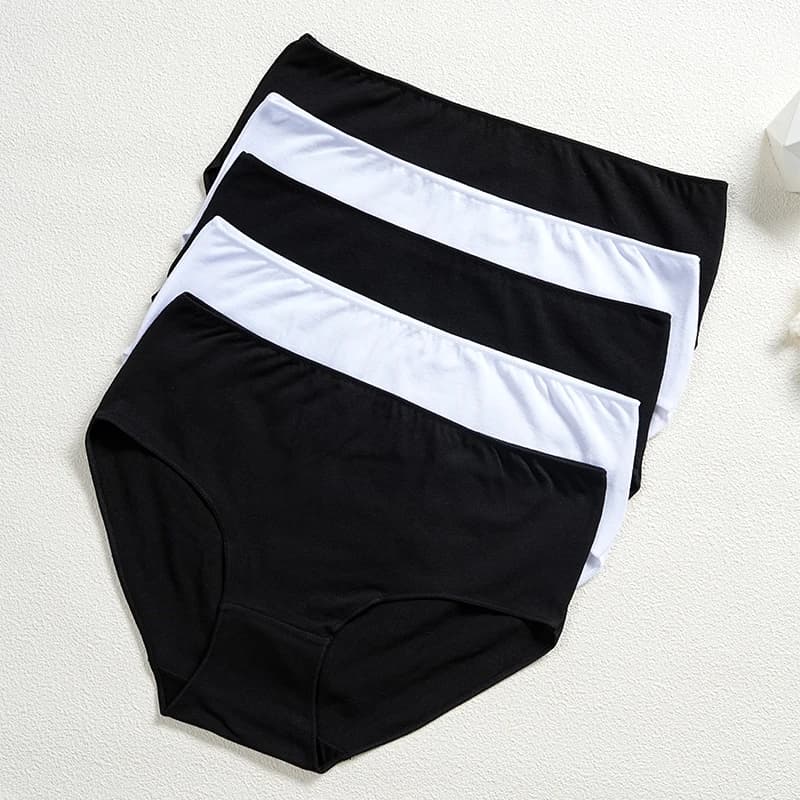 FINETOO 5 pièces culottes en coton femmes taille haute slips sous-vêtements sans couture caleçons re
