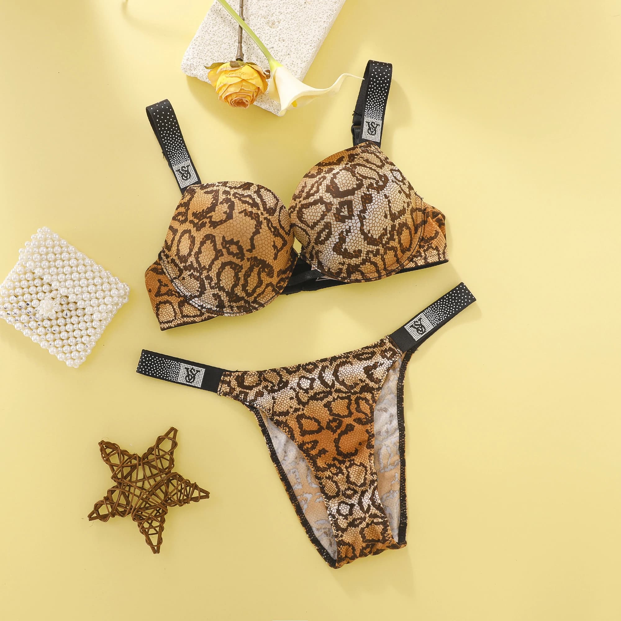 Victoria's Secret – ensemble soutien-gorge et culotte sexy pour femmes, sous-vêtements en dentelle, 
